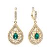 Gold Color Water Drop Dangle Earrings for Women Ethnic Wedding Jewelry Hollow Flower Rhinestone Bridal Gifts