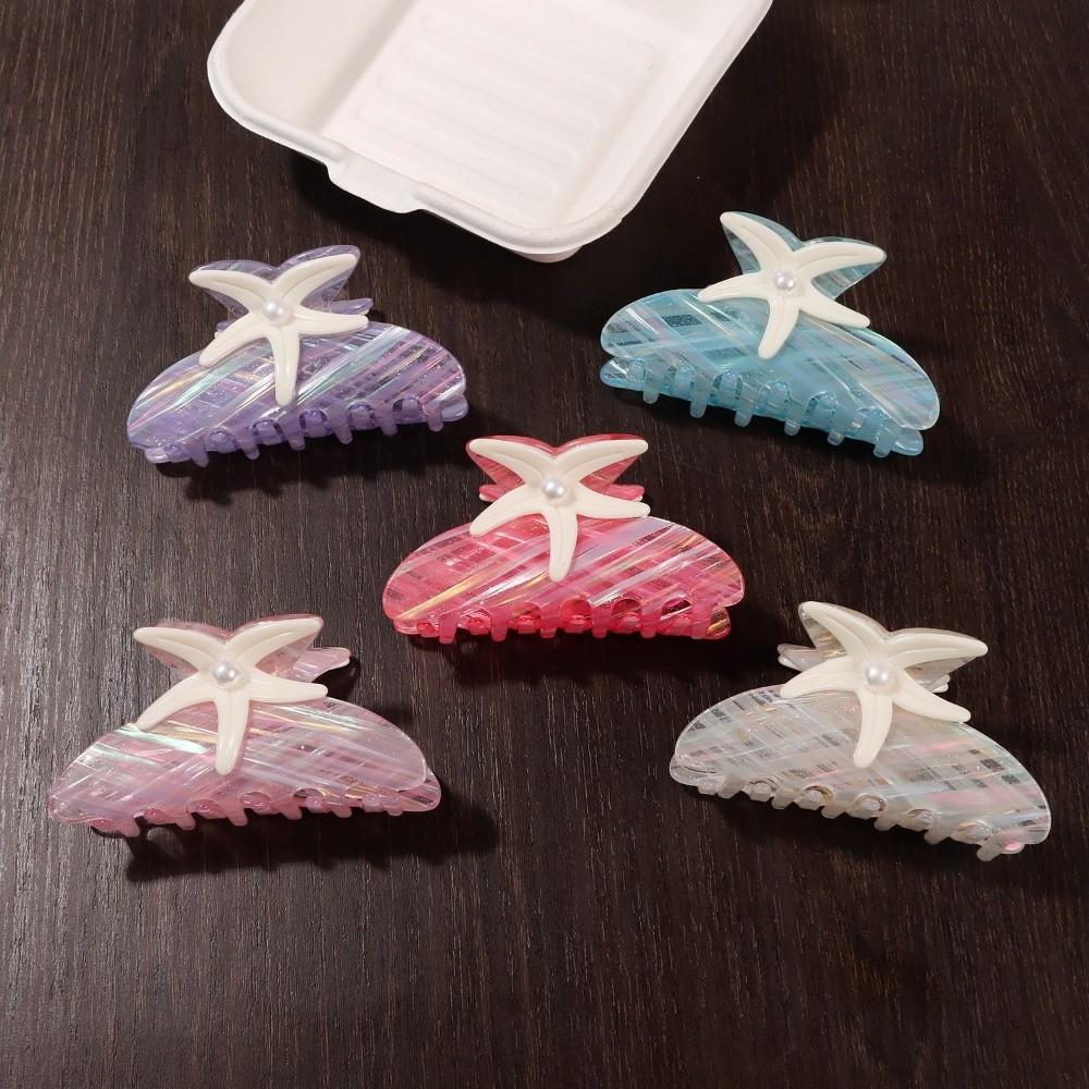 Shark Clip Pearl Hair Claw Colorful Acrylic Shark Clip Personalized Starfish Hair Grab  Streetwear