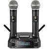 50m Range Professional Dual Dynamic Handheld UHF Wireless Microphone System, Magnetic Inductive Wireless Charging