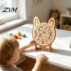 Puzzle Educational Toy Wooden Animal Jigsaw Puzzle, Pig Rabbit Theme Difficult Challenge Game Game, Kids Adults for Desk Decoration Children