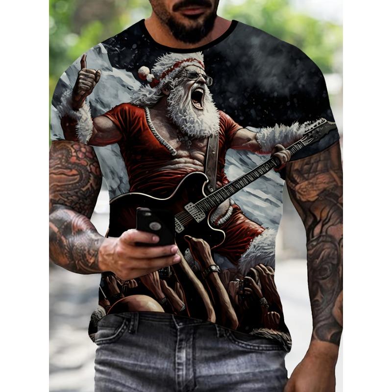 Мужская футболка большого размера с 3D праздничным рождественским принтом, свободная и повседневная, мягкая и удобная, дышащая, для занятий спортом на открытом воздухе