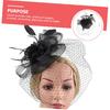 HOMSFOU Mesh Flower Headband with Plume Detail Clip for Women Tea Party Wedding Cocktail Special Occasion Accessories Black