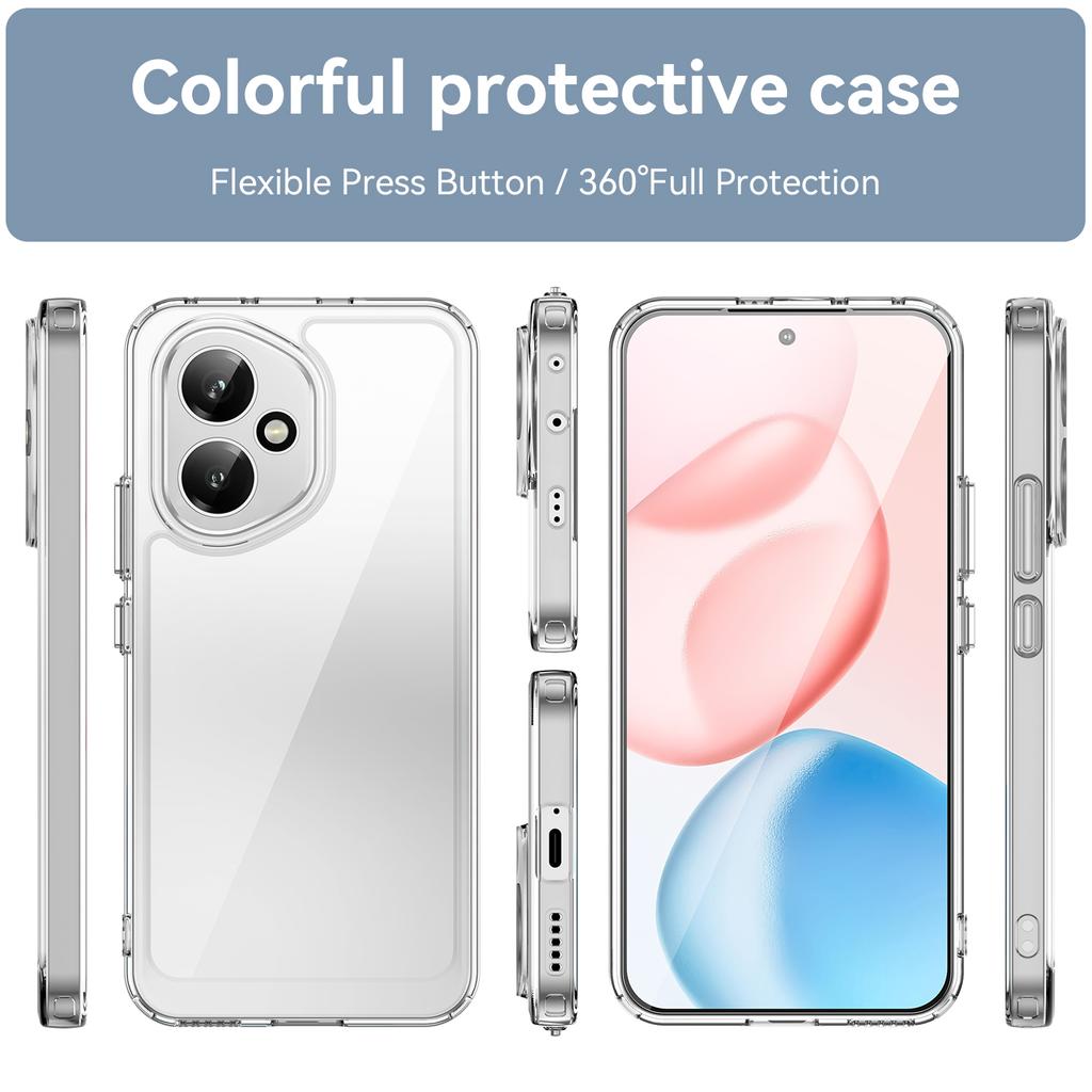 For Honor 400 5G (Global) Case WANLONFENG MF Series TPU Acrylic Clear Phone Cover with Tempered Glass Film