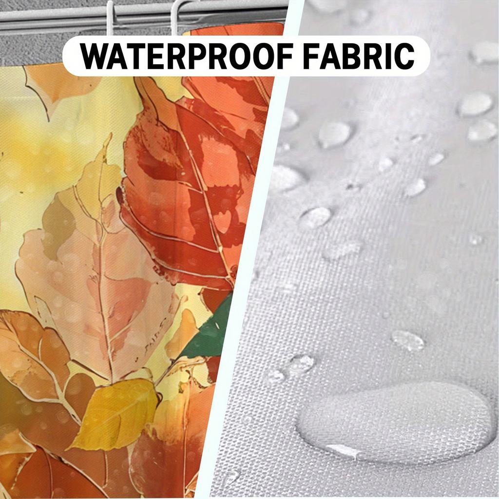 Autumn Leaves Bath Curtain - Vibrant Fall Colors & Nature Design, Waterproof Home Decor Adds Warmth To Your Bathroom