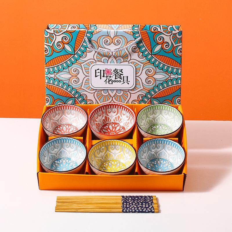 Japanese 4.5 Inch Handmade Bohemian Rice Noodle Sauce Fruits Soup Salad Ceramic Bowls