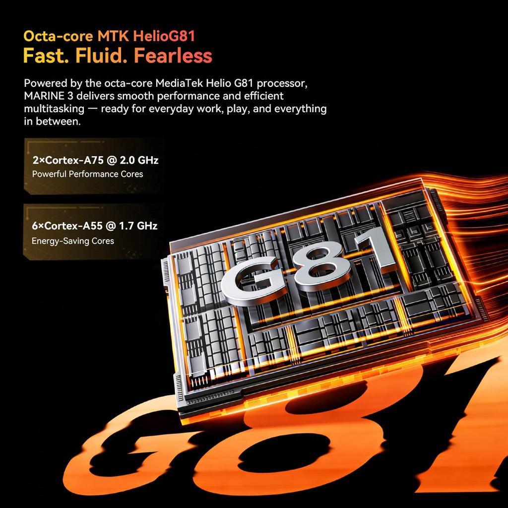 Oscal MARINE 3 Android 16 Смартфон 8 ГБ+256 ГБ MediaTek Helio G81 Защищенный Телефон Мобильный