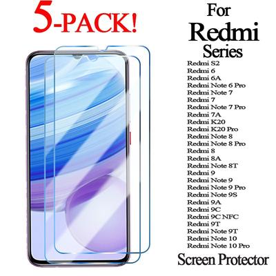 Защитная пленка из закаленного стекла для Xiaomi Redmi 7 8 9, защитная пленка для экрана Redmi Note 9S 9T 8 9 10 Pro Max Note 10, 5 шт.