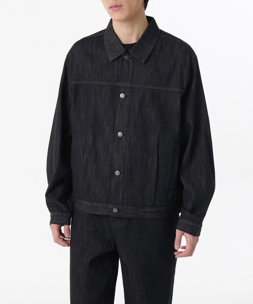 Musinsa Standard Linen-Like Minimal Denim Trucker Jacket [Raw Black]