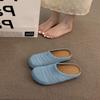 Woven Bag Head Wearing Half Slippers Women's Summer Beach One Pedal Bag Head Half Drag Women's Boken Platform Slippers