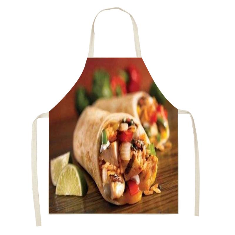 Фартук шеф-повара для приготовления выпечки, соблазнительная пицца, бургер, изысканный узор, кухонный фартук без рукавов, льняные бытовые чистящие средства
