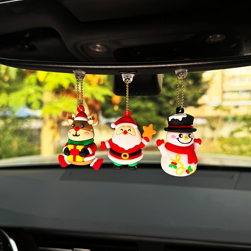Adorable Santa Claus Car Ornament Set PVC Christmas Decorations for Vehicle Interior Perfect Holiday Gift Christmas Car Decorations