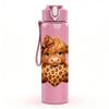 1PC Highland Cow Leopard Fur 750ml Color Plastic Sports Water Bottle Leakproof Flip Straw Lid Suitable for Sports Office Home Use