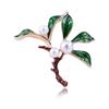 New Fashion Design Green Plant Brooch Branch Pearl Drop Oil Brooch Clothing Accessories Party Gift Jewelry Branch Brooch