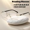 Vintage Square Frameless Frame Reading Glasses Anti-blue Light Presbyopia Eyewear Business Far Sight Eyeglasses Diopter To +4.0