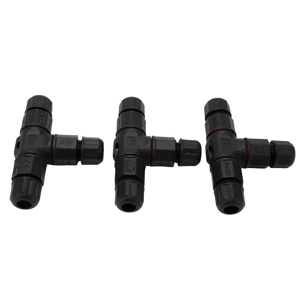 3Pcs Waterproof 3 Way Wire Connector 4 Core Junction Box Outdoor Waterproof IP68 Electrical Cable