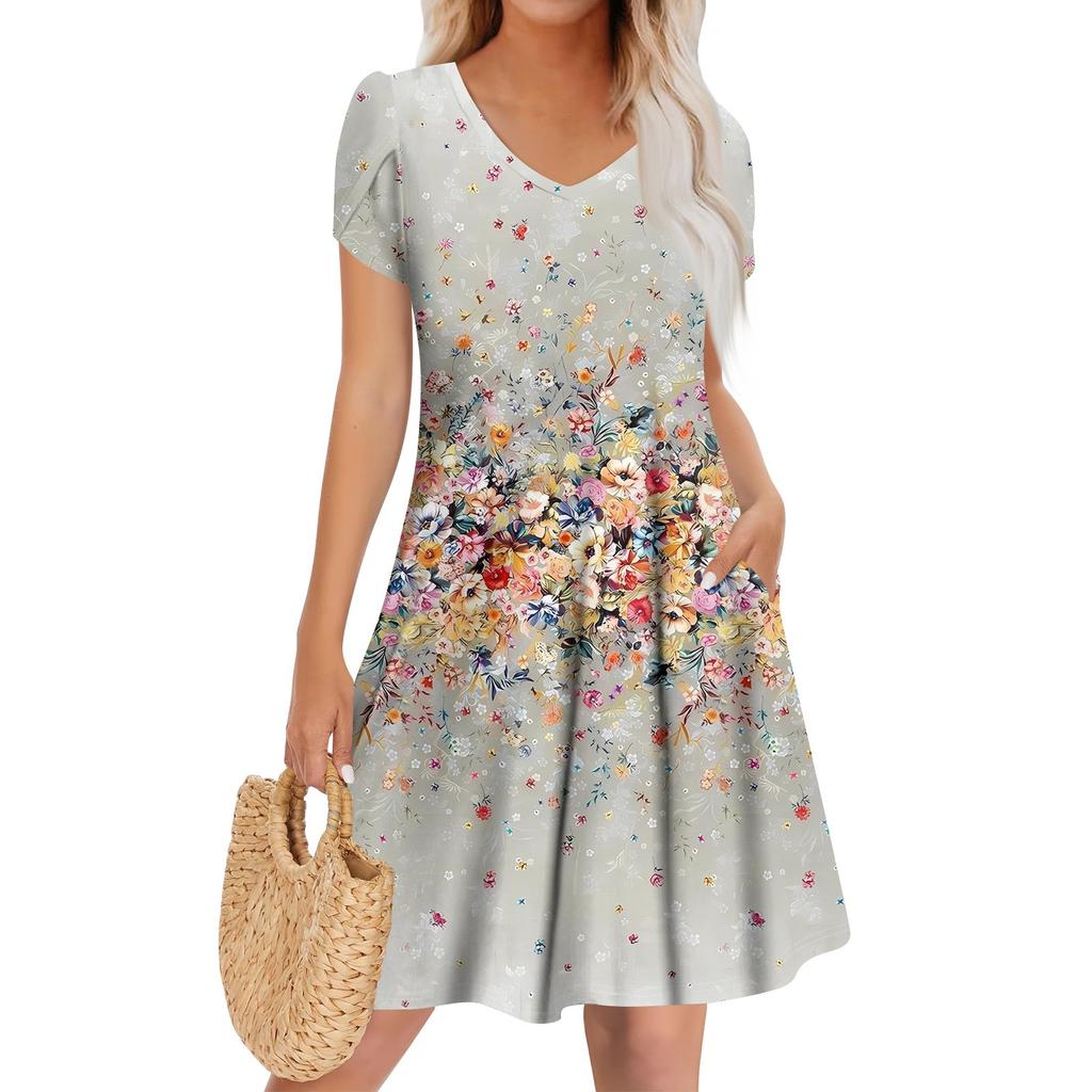 Женское повседневное модное платье с V-образным вырезом и коротким рукавом, стильное свадебное платье для гостей