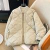 Japanese Style Winter Diamond Quilted Jacket Women Short Warm Cotton Coat Baseball Design