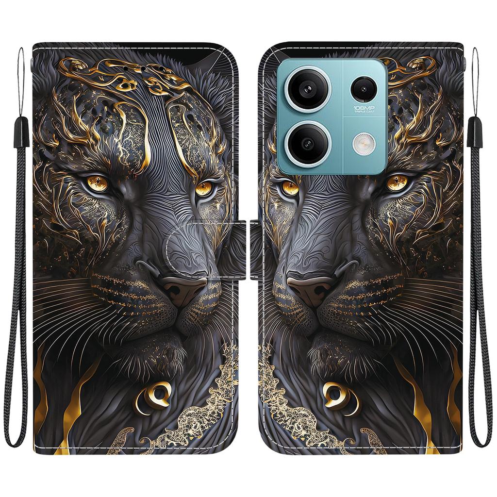 Чехол-книжка из искусственной кожи ручной работы для Xiaomi Redmi Note 13 (5G) Противоскользящий ударопрочный чехол с ремешком на запястье и дизайнами в виде сердец/роз и кошек