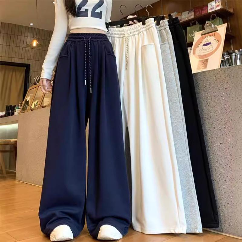 Spring Autumn Loose Casual Wide Leg Pants Female High Waist Fashion All-match Solid Color Sweatpants Trousers