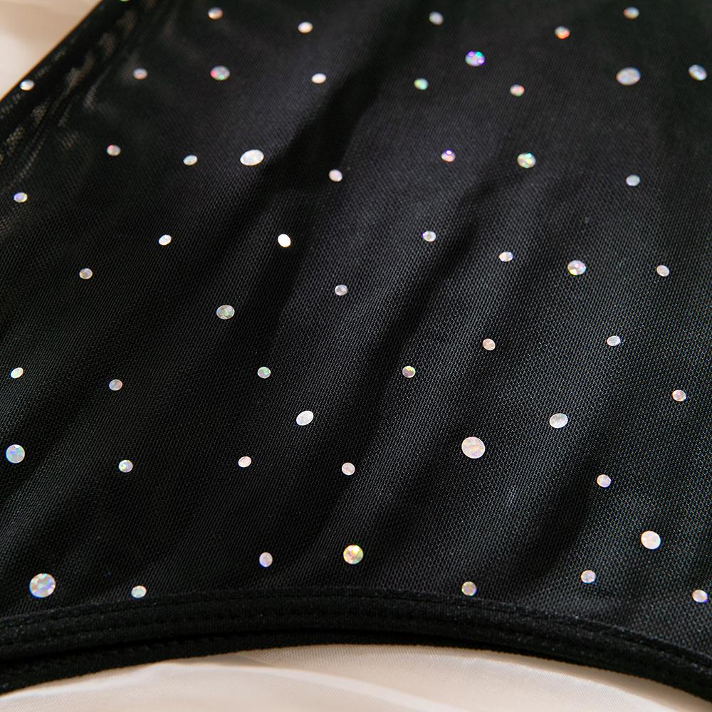 SINGREINY Polka Dot Print Underwear 3pcs Suits Fashion Strap Backless Club Shiny Sexy Suits Erotic Mesh Sheer Lingerie Sets