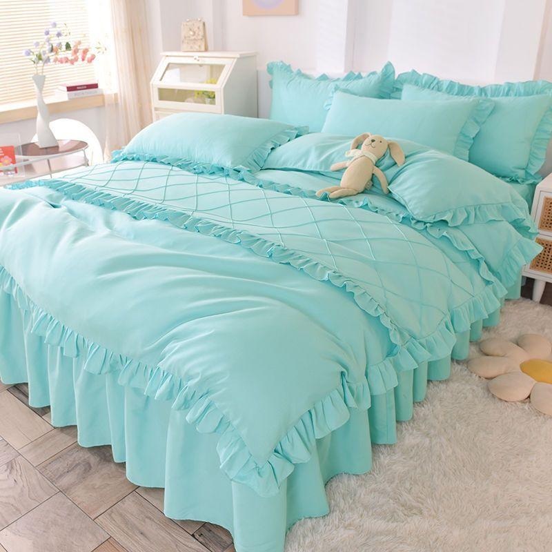 Кружевной постельный подзор из четырех частей, европейская атмосфера, простое одеяло, покрывало, простыня, постельное белье