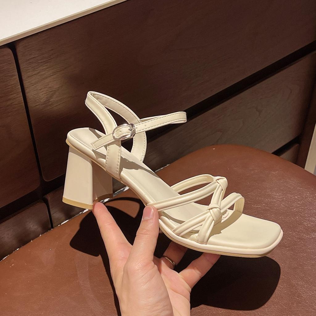 Новые сандалии на толстом каблуке с одним ремешком, женские, на среднем каблуке, на высоком каблуке, повседневные