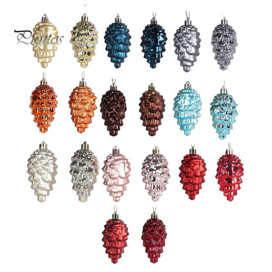 8 шт., подвески из сосновой шишки с ремешком, сверкающие яркие цвета, небьющиеся украшения для рождественской елки, реквизит для фотографий