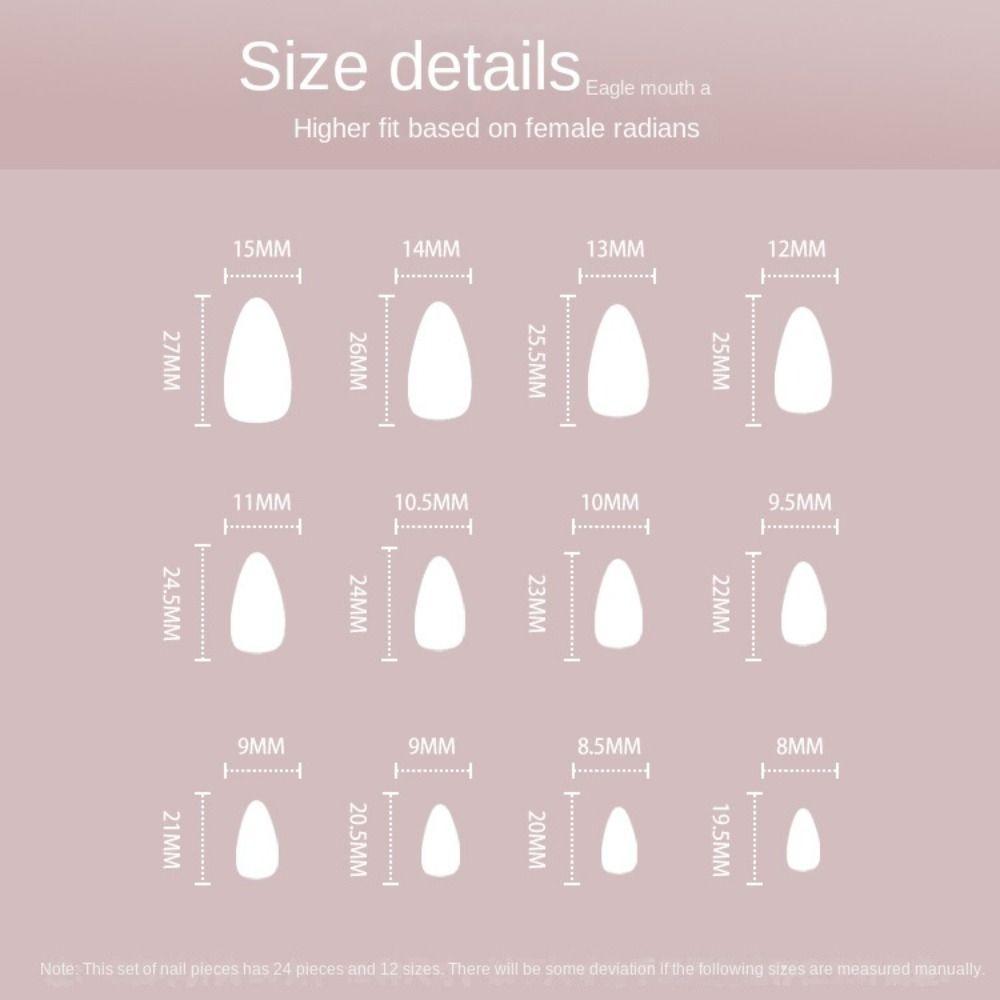24 шт. Типсы для ногтей Поддельные ногти Nials Star River Press on Nails Французские длинные миндальные накладные ногти с блестками
