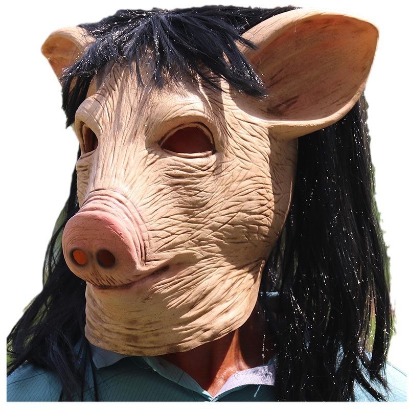 Halloween Mask: Saw Killer Pig Head Mask, Scary Animal Headgear, Funny Party Wild Boar Head Prop