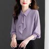 Streamer-necked Shirt for Women's Spring and Autumn French Shirt Professional Commuting Design Niche Top