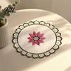 Washable Polyester Pot Mats Flower Shaped Placemat with Embroidered Sunflower Pattern, Pastoral Style for Dining Table, Heat Resistant Pads