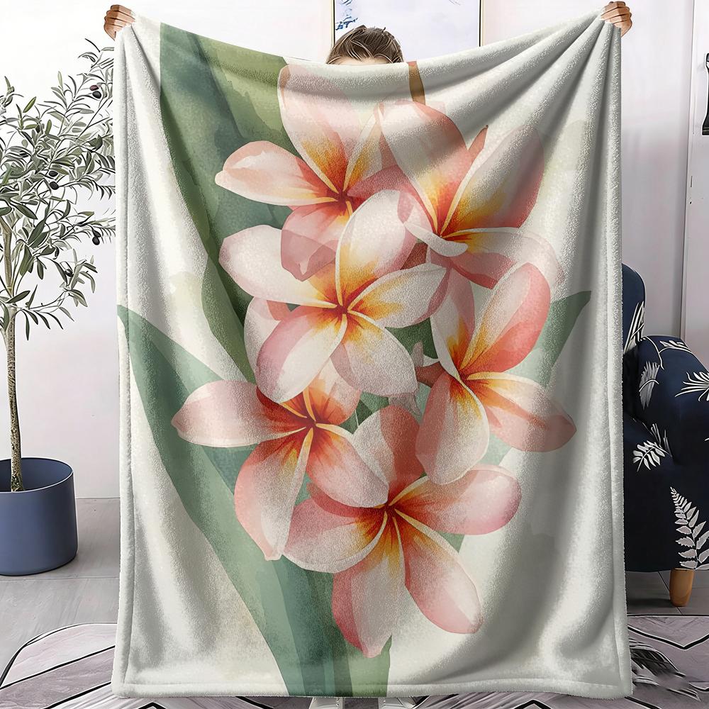 Plumeria Throw Soft Flannel AC Blanket Lightweight Summer Nap Throw Cozy Blanket for Sofa Bed Travel Home