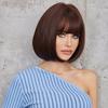 HAIRCUBE Короткие прямые парики Боб Коричневые синтетические парики с челкой для женщин Ежедневные натуральные парики Лолиты Термостойкие