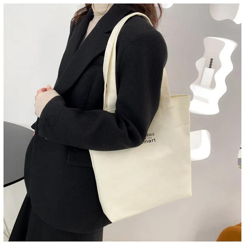 Женская холщовая сумка-тоут, повседневная на плечо, для работы, большая вместимость, с ручками, многофункциональная, большая хозяйственная сумка