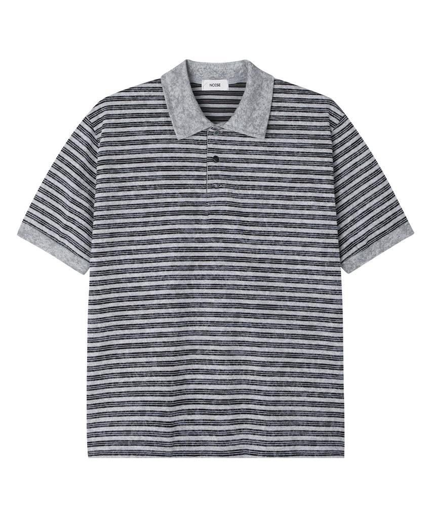 NOISE Stripe Dyed Polo Shirt - Gray
