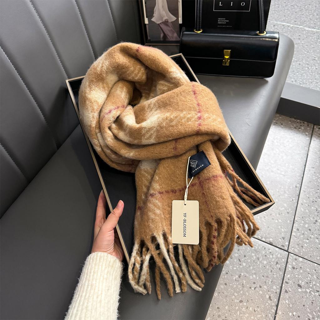 Женская утолщенная теплая шаль осень-зима клетчатая шейная шаль для мужчин и женщин шарф роскошная одежда женский кашемировый дизайнерский шарф Bufandas