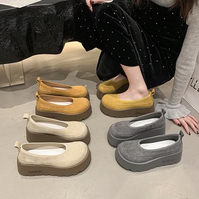 Весна и осень Новые однотонные ретро-туфли с круглым носком, модные, сексуальные, повседневные, с толстой подошвой, увеличивающие размер, одинарные туфли