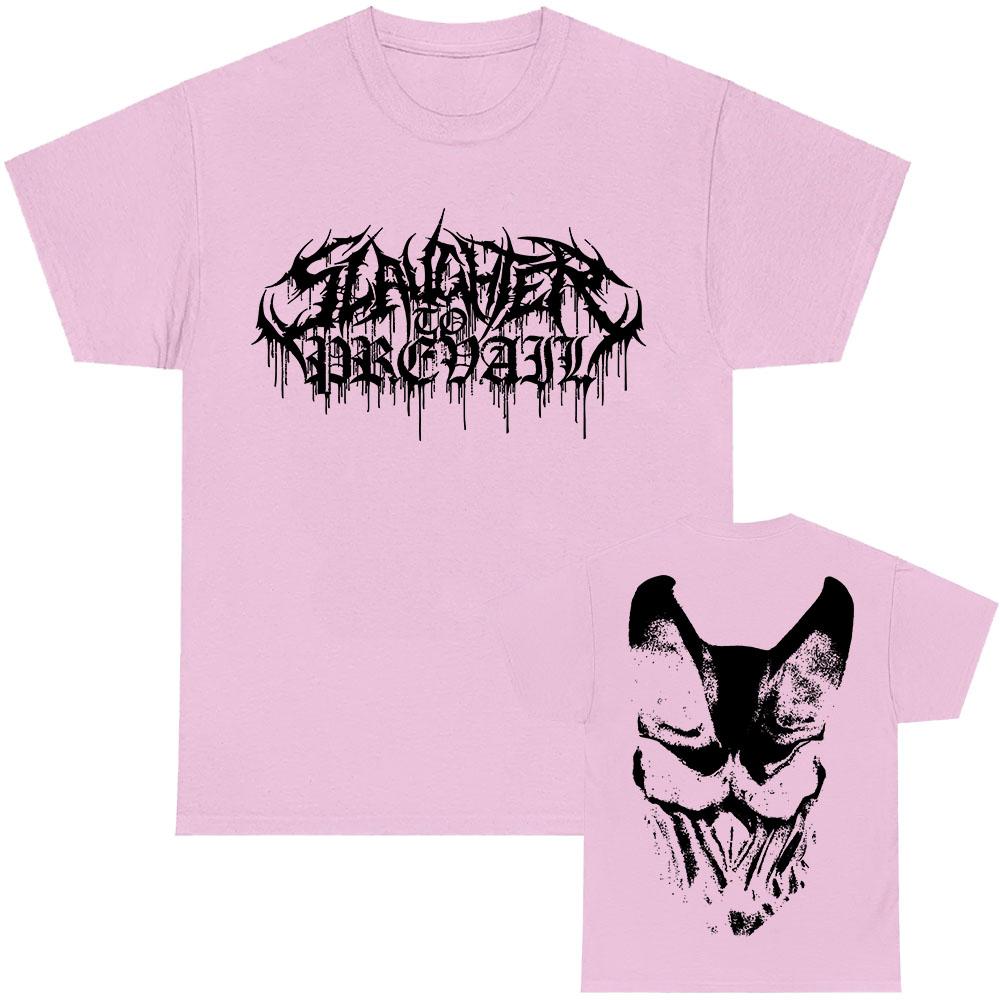 Белая маска с логотипом Графические футболки SLAUGHTER TO PREVAIL Футболки рок-группы Хип-хоп Унисекс Уличная одежда Хлопок Короткий рукав Мужская футболка