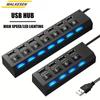 USB-хаб Высокоскоростной 4/7-портовый USB-разветвитель Адаптер питания Многопортовый Множественный Расширитель независимый переключатель Для ПК Ноутбуков