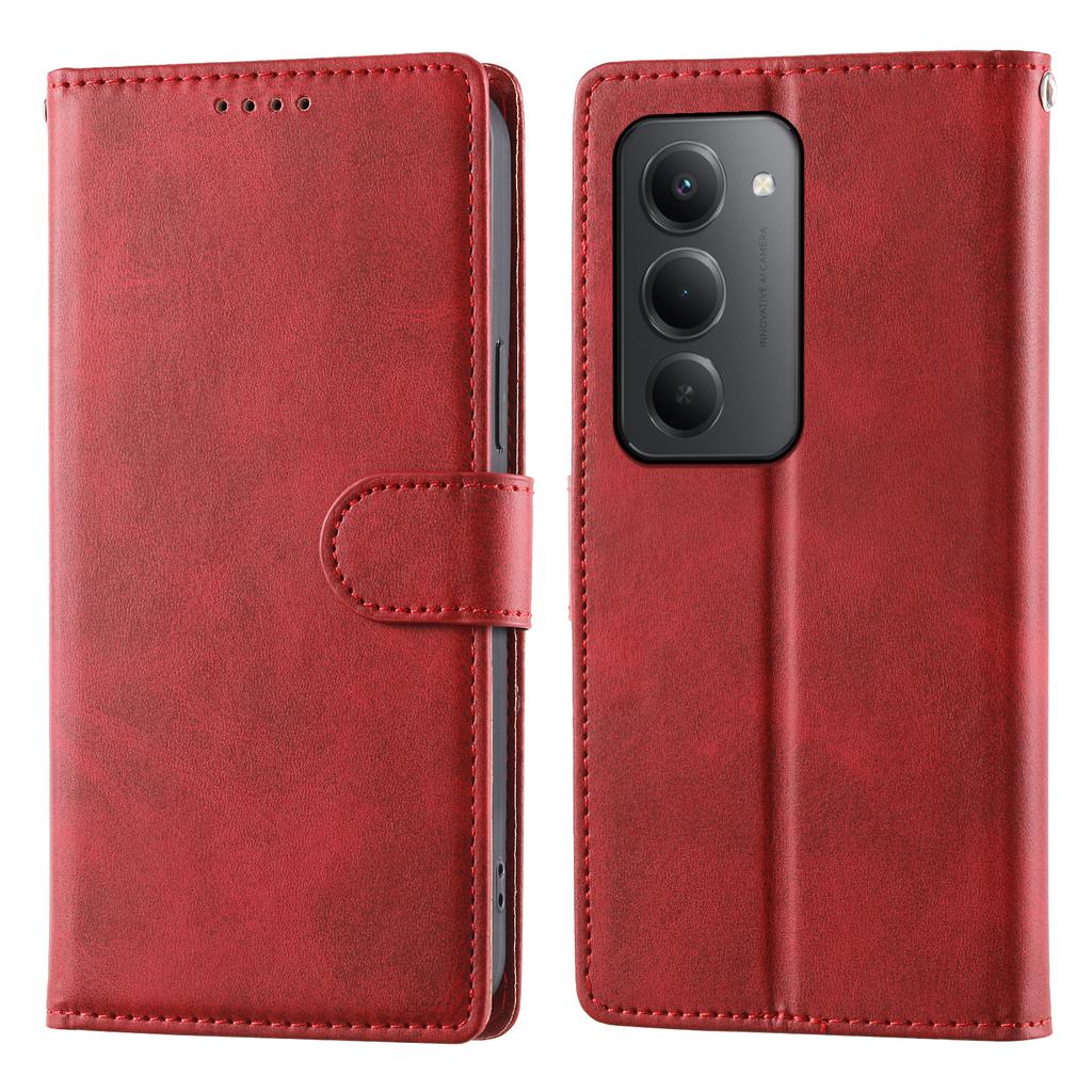 Для Xiaomi Redmi 15 5G (Глобальный) (169 мм) Чехол-кошелек с подставкой, текстура теленка, ПУ-кожа, чехол-книжка для телефона с ремешком на запястье