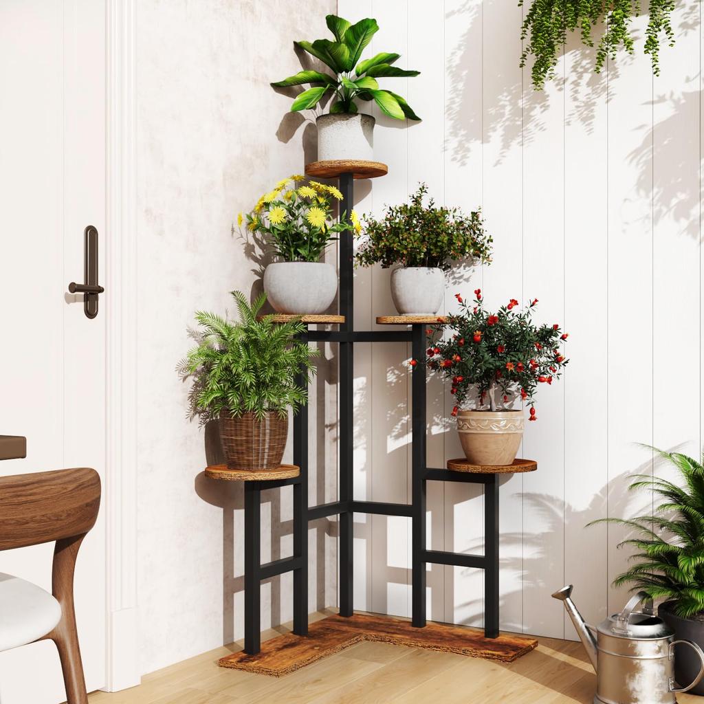 IBUYKE Цветочный горшок 4 Садовый цветочный горшок Цветочный горшок Комнатный сад На открытом воздухе Легкий JPTMJ072H Подставка, Подставка, Ярус, Стойка, Подставка, Железо, Держатель, Стойка,