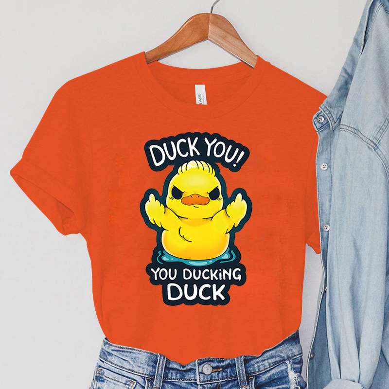 Футболки с героями мультфильмов DUCK, женская одежда с животными DUCK YOU! Винтажные женские футболки с принтом YOU DUCKING DUCK, женские футболки Anger DUCK