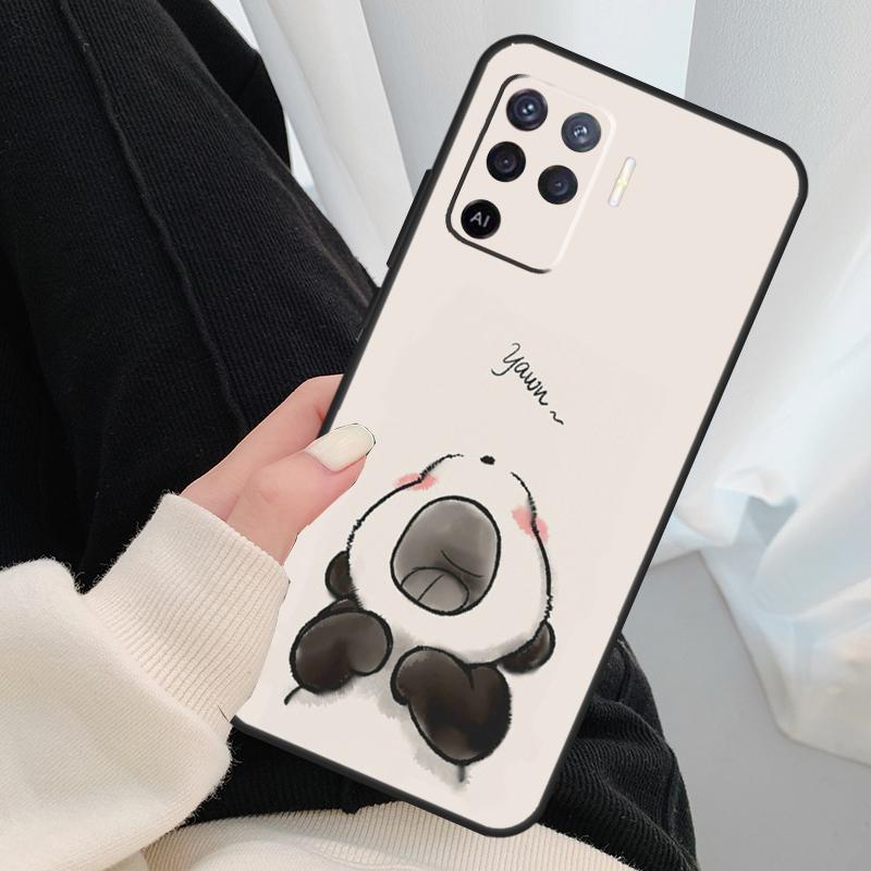 Мультяшный чехол-панда для Oppo A54 A74 A94 A18 A57 A17 A77 A38 A58 A78 A98 A80 A60 A40 A96 A76 A16 A15 A5 Pro