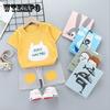 Children's Short Sleeve Suit Korean Style Boys and Girls Set Printing T-shirt + Shorts Two Piece Set
