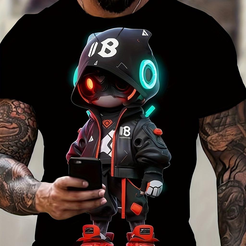 Мужская 3D цифровая анимация стиль мультфильм уличная одежда узор футболка с круглым вырезом футболка летние модные топы повседневная одежда для отдыха на открытом воздухе
