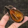 Подвеска ручной работы из медной проволоки из натурального балтийского янтаря 3.03 v0V08