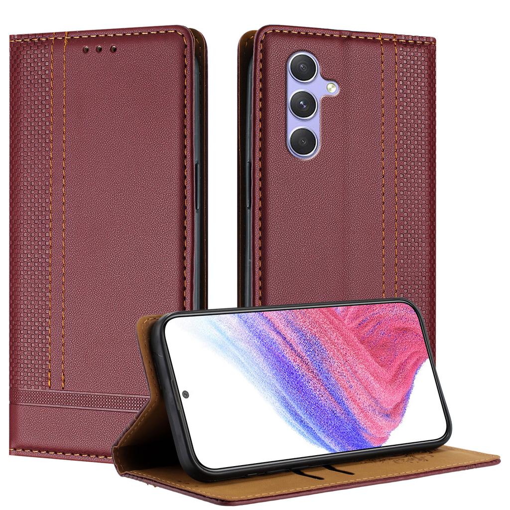For Samsung Galaxy A54 5G Case L-Shaped Grid Pattern Leather Stand Phone Cover with Card Slots
