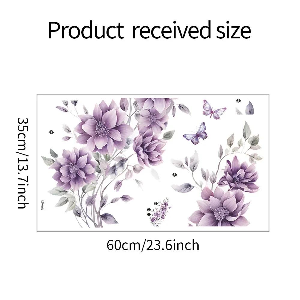35*60 см съемные фиолетовые цветы бабочки настенные наклейки для спальни гостиной ванной комнаты стеклянное зеркало украшение