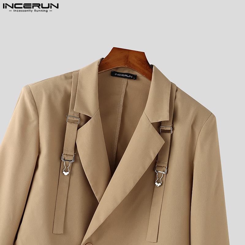 INCERUN Мужской тонкий пиджак с лацканами и длинным рукавом, повседневное пальто на одной пуговице
