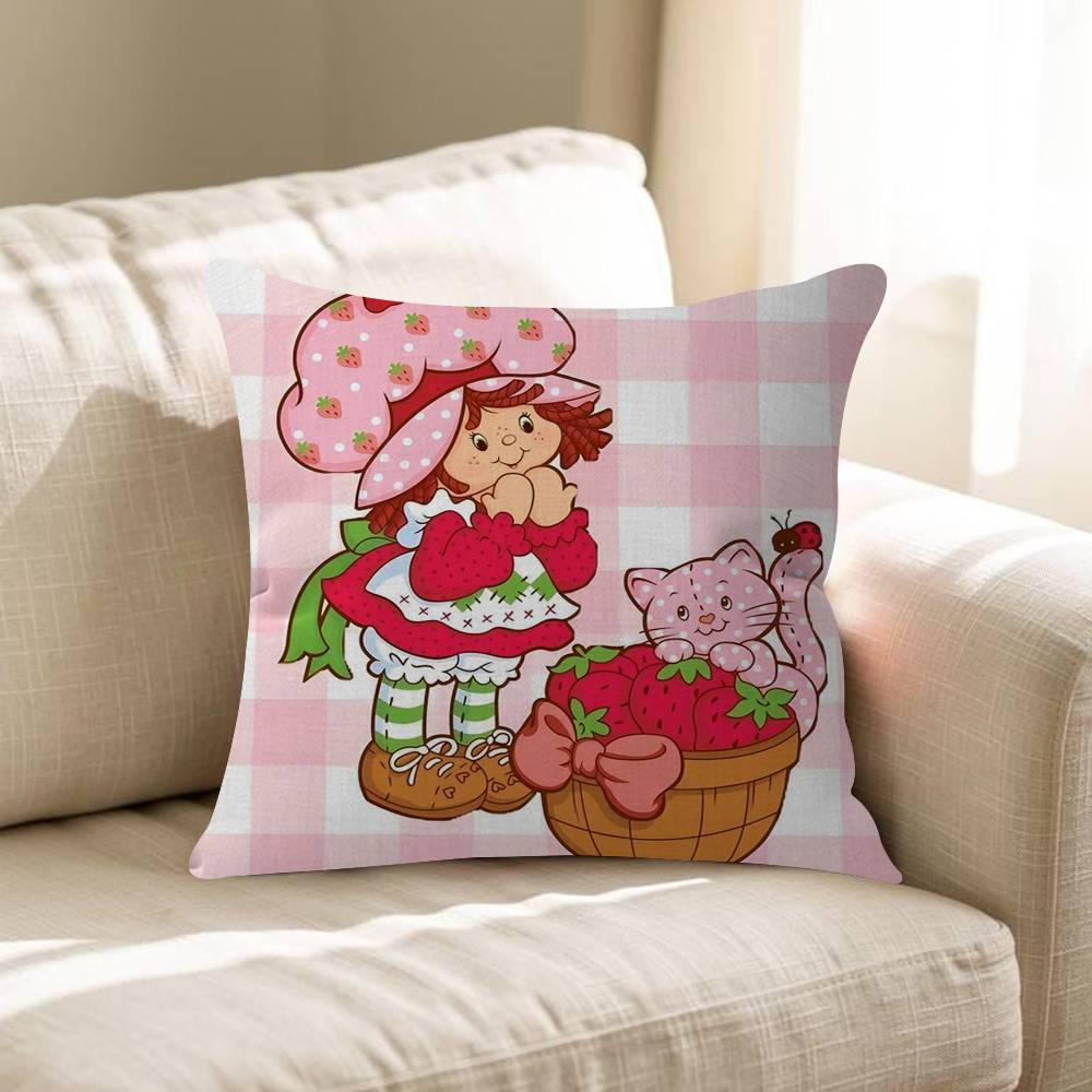 SStrawberry Vintage SShortcake Office Cushion Pillowcase Car Cushion Cover45X45CM Lumbar Pillowcase Sofa Pillowcover